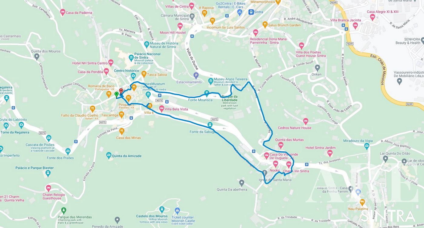 Carte de randonnée du sentier Santa Maria