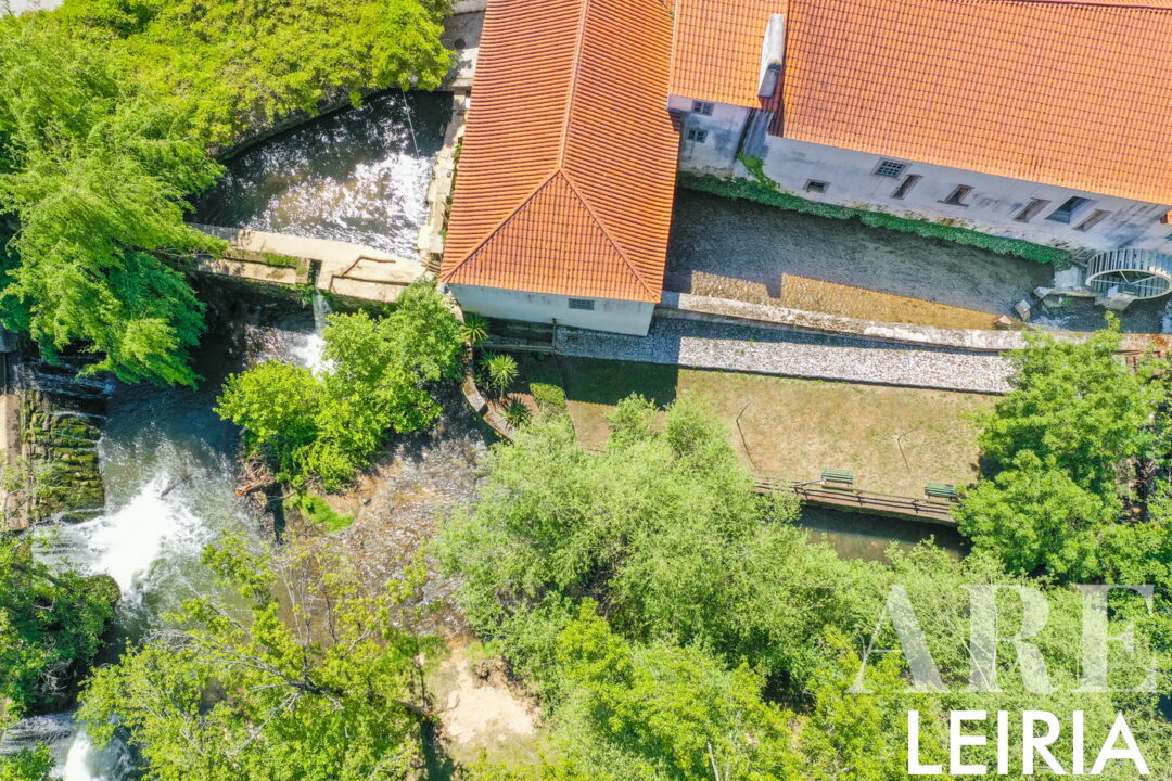 Leiria 9 Rueda de la fábrica de papel con el río Lis