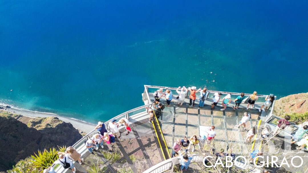 Cabo Girão Skywalk is a glass platform built on top of a very high cliff, the highest in Europe. It's like walking on air because you can see right through the floor to the ocean 580 meters below.