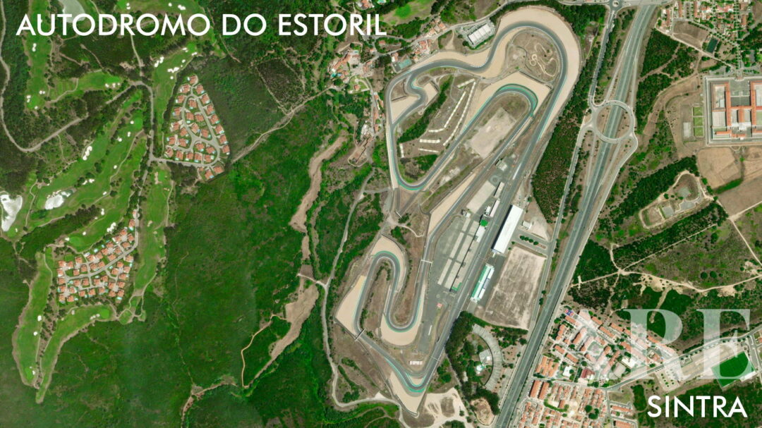 View the Autodromo do Estoril (Fernanda Pires da Silva Racetrack) from an aerial satellite perspective.