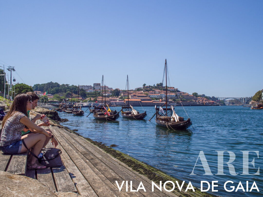 Coastline of Vila Nova de Gaia in front of the Port wine cellars area