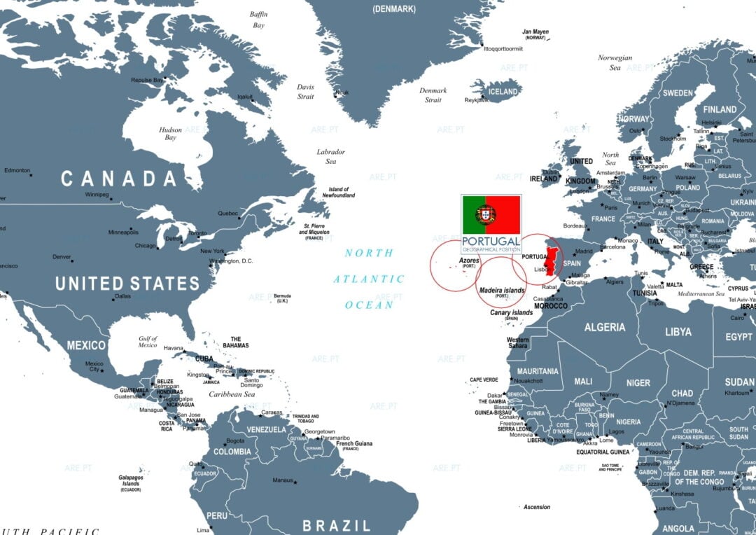 Location of Portugal on the world map