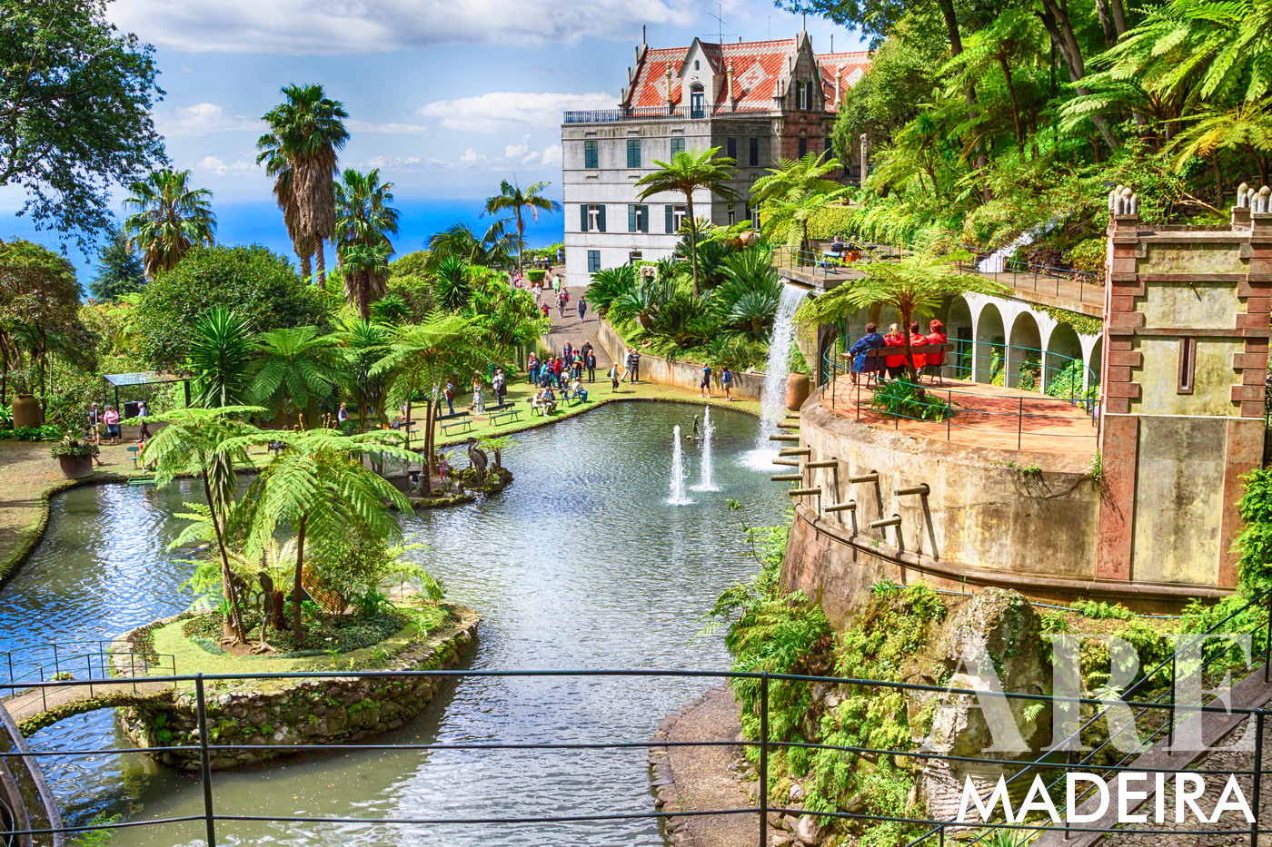 Monte Palace Madeira is one of the most liked and visited attractions in Funchal, located at the end of the Cable Car. This stunning attraction features exotic plants, tranquil lakes, and impressive sculptures. Visitors can enjoy a tranquil ambiance, explore small museums, and discover hidden gems like flamingos, koi carp, and swans. The garden, which requires a paid entrance, is dotted with artwork throughout.